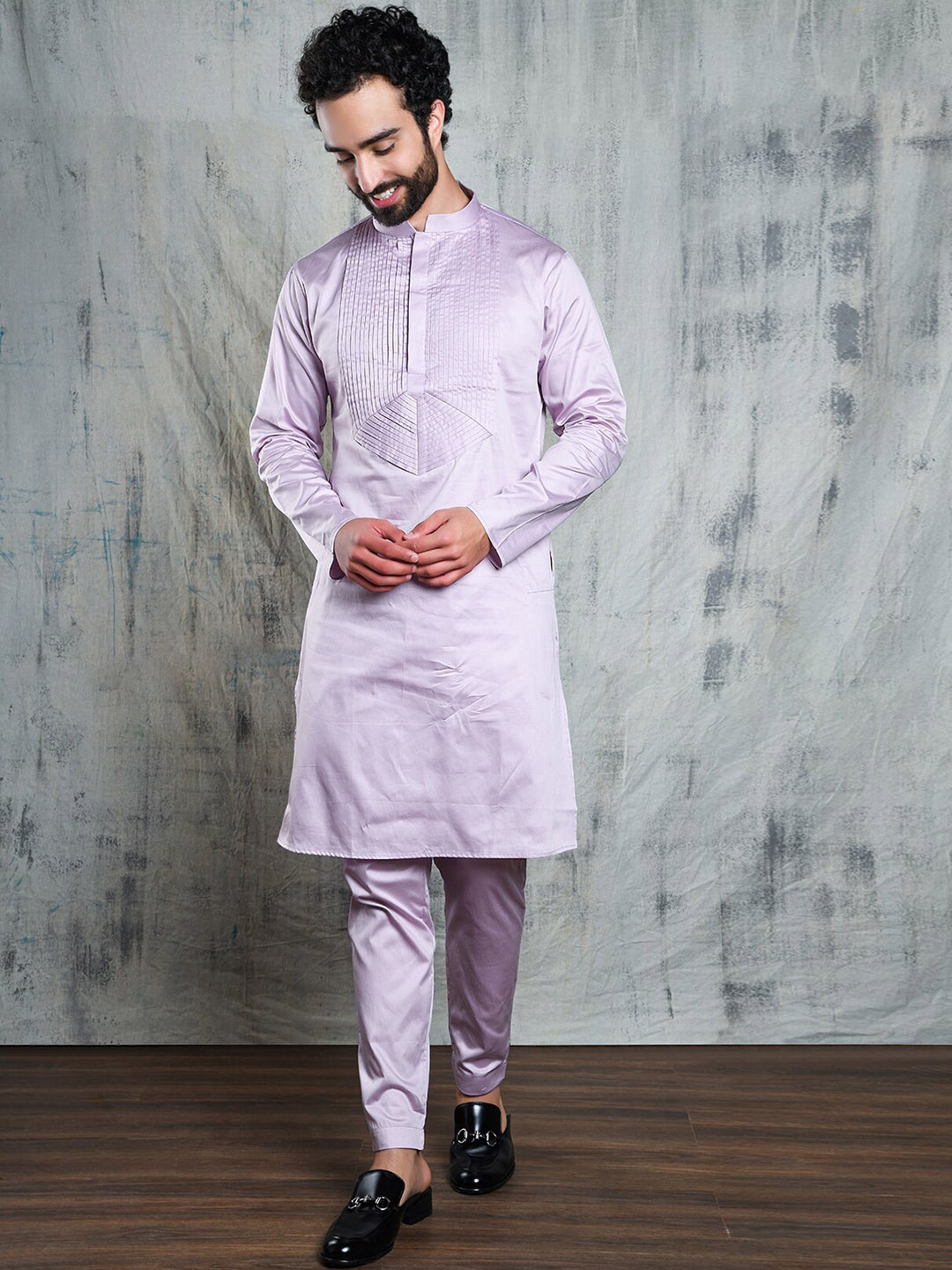

Be Desi Mandarin Collar Kurta with Pyjamas, Lavender