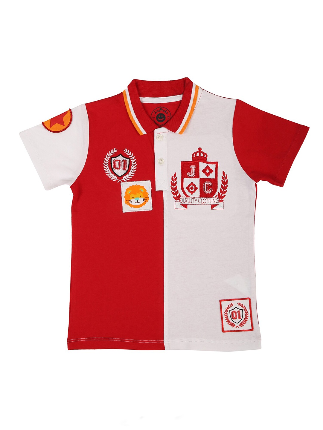 

JusCubs Boys Colourblocked Polo Collar Cotton T-shirt, Red