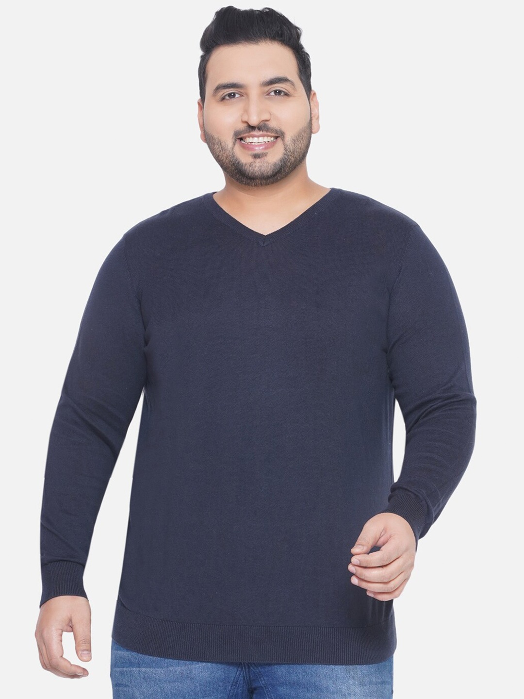 

Santonio Plus Size V-Neck Pullover, Navy blue