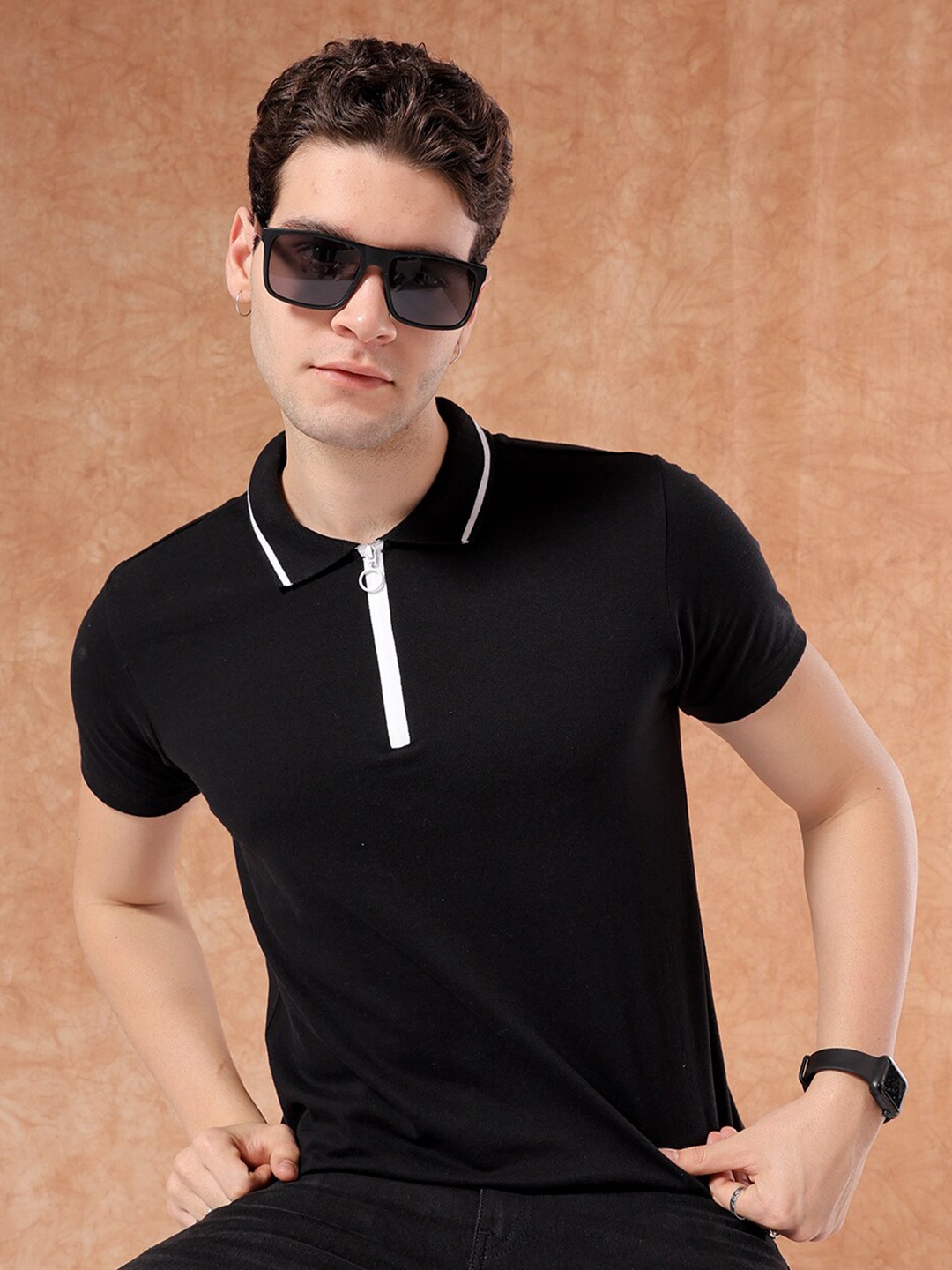 

The Indian Garage Co Polo Collar T-shirt, Black