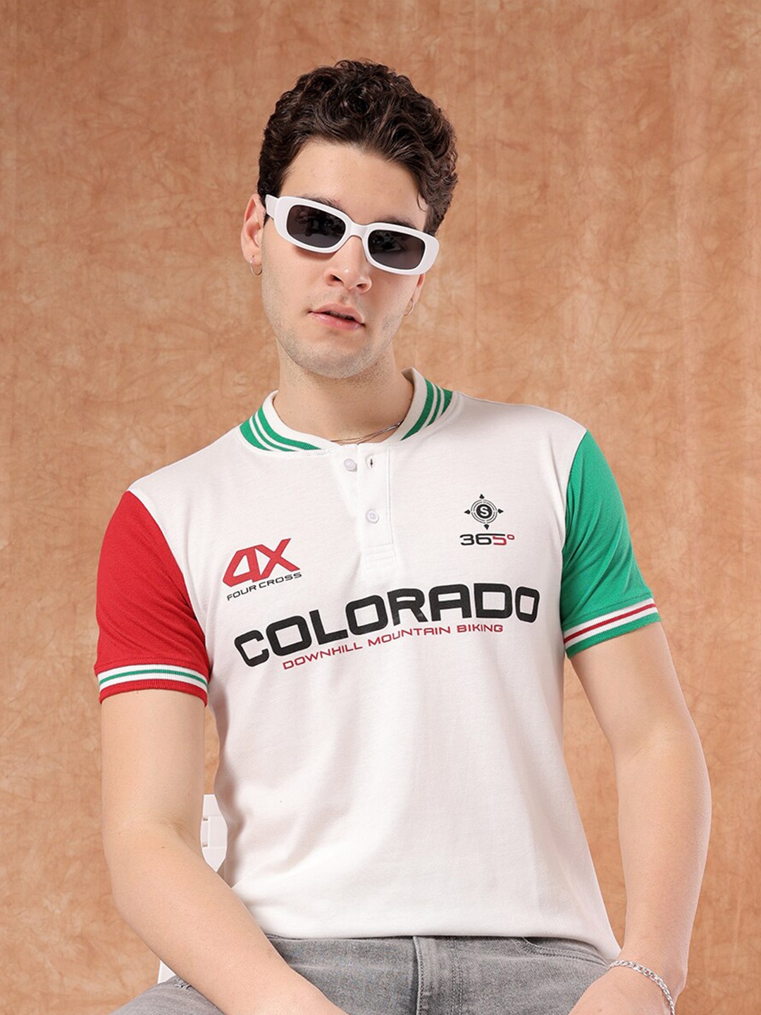 The Indian Garage Co Typography Printed Polo Collar T-shirt, White