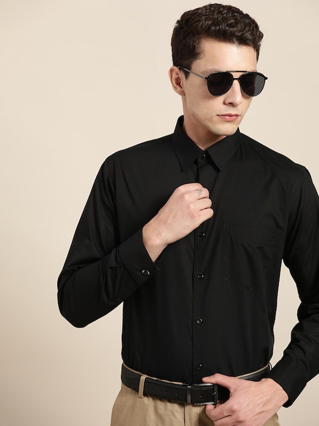 

Hancock Standard Slim Fit Pure Cotton Formal Shirt, Black