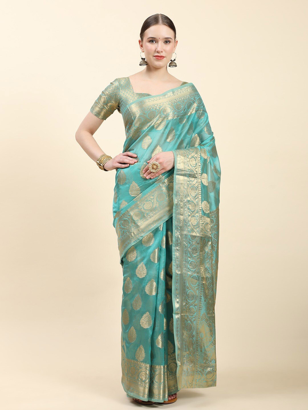 

Vilochan Woven Design Zari Organza Banarasi Saree, Blue