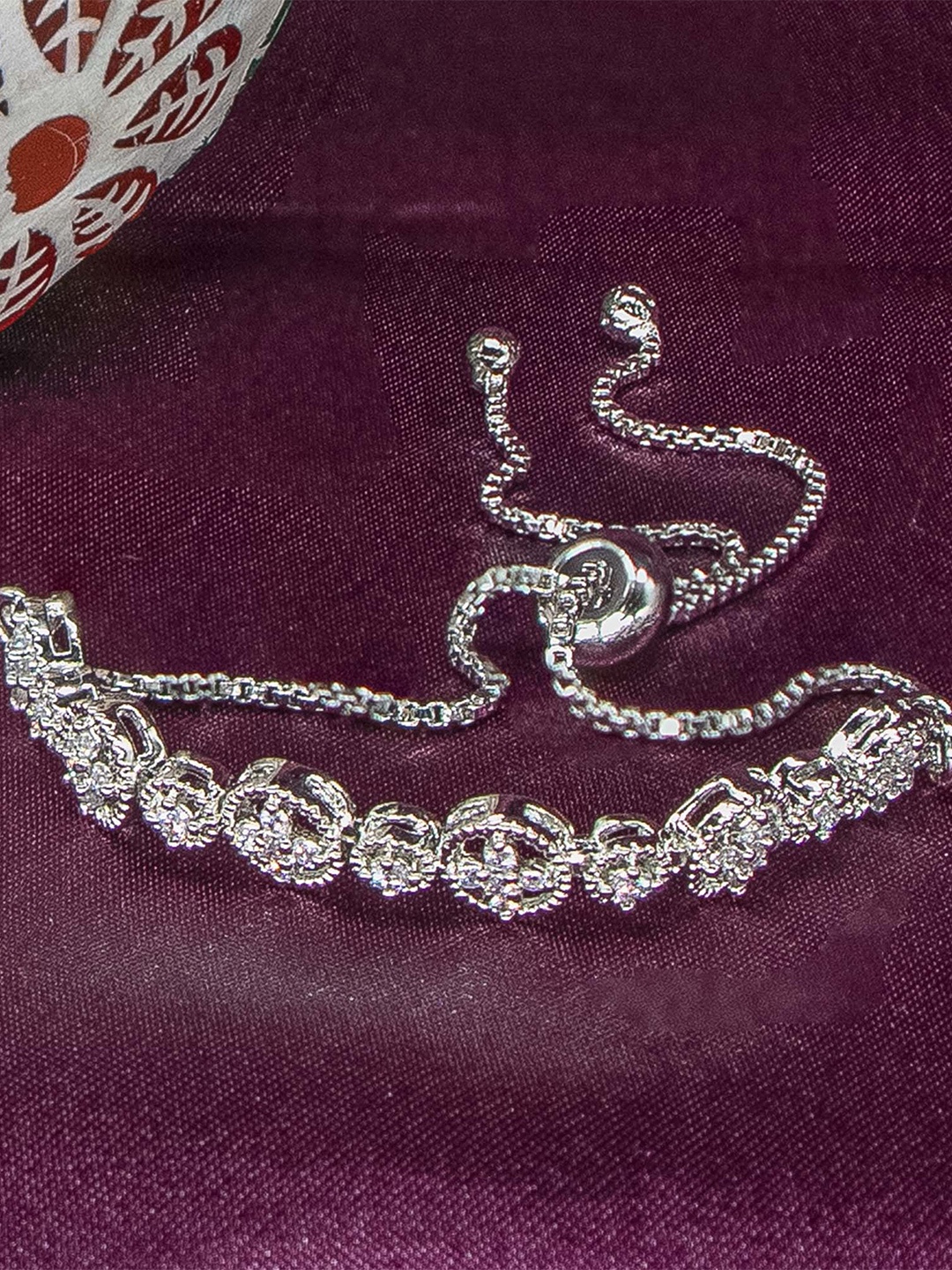 

Manikya American Diamond Rhodium-Plated Wraparound Bracelet, Silver