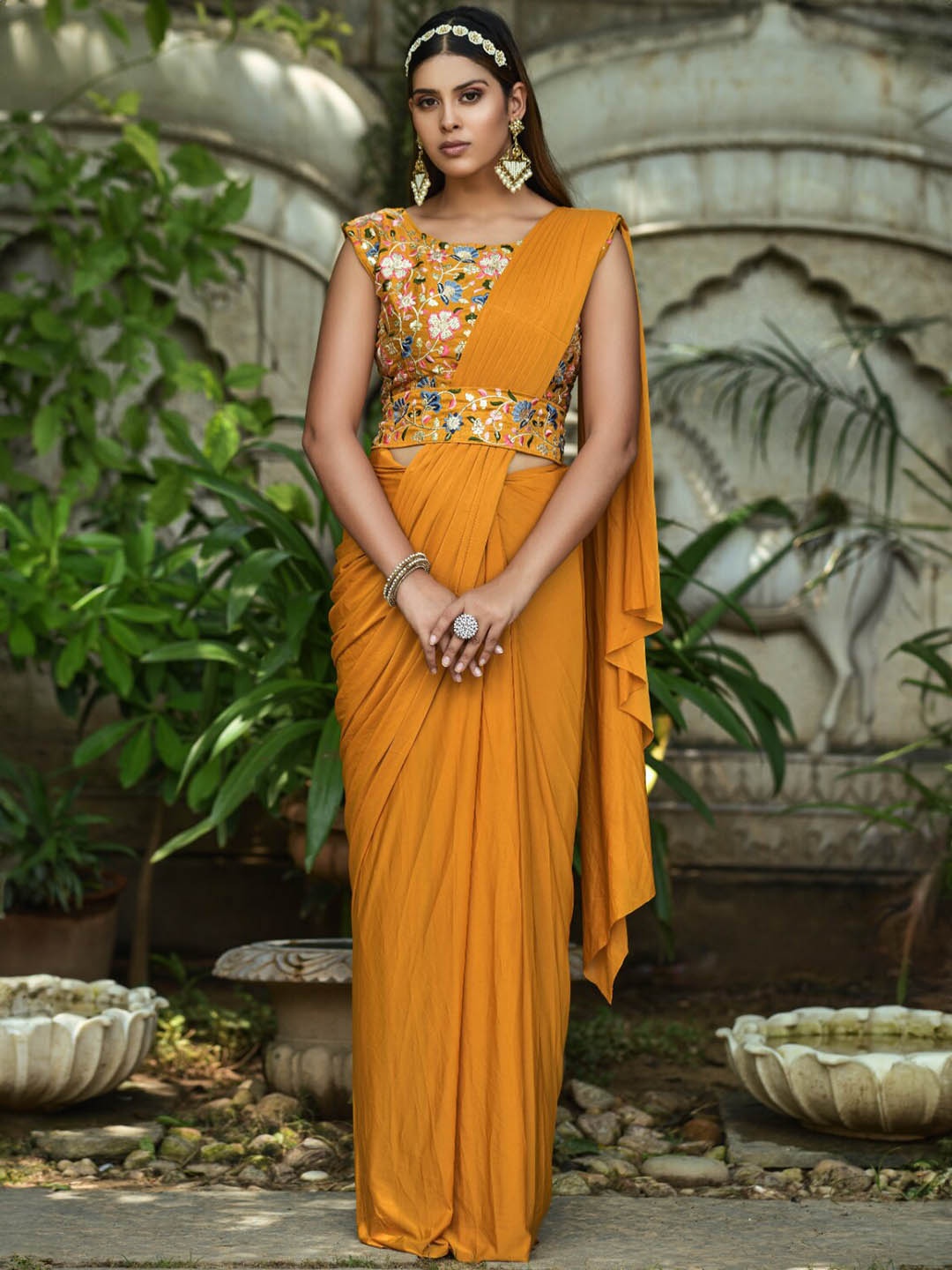 

Angroop Belted Saree, Mustard