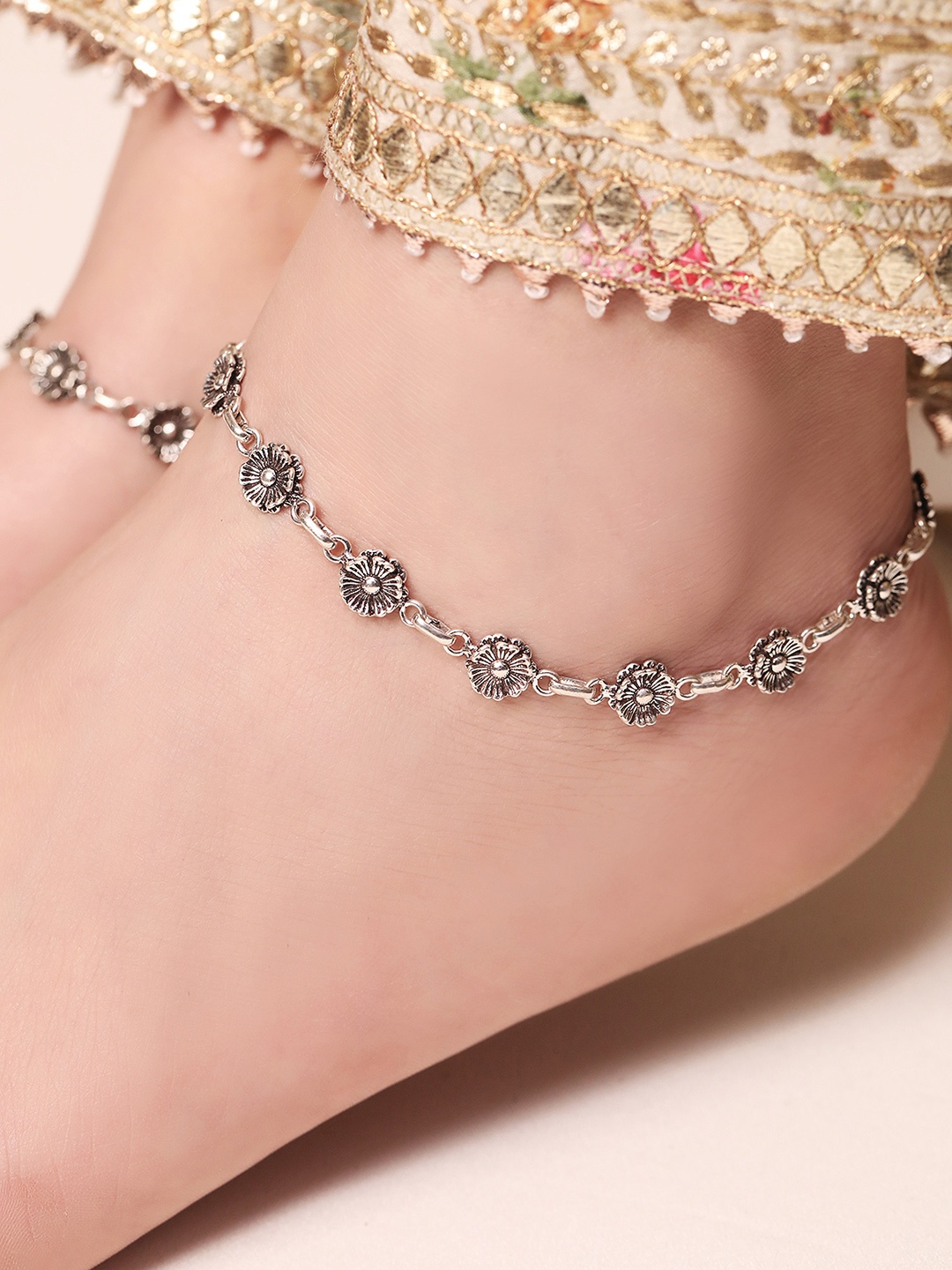 

Zavya Set Of 2 Rhodium-Plated 92.5 Sterling Silver Anklets