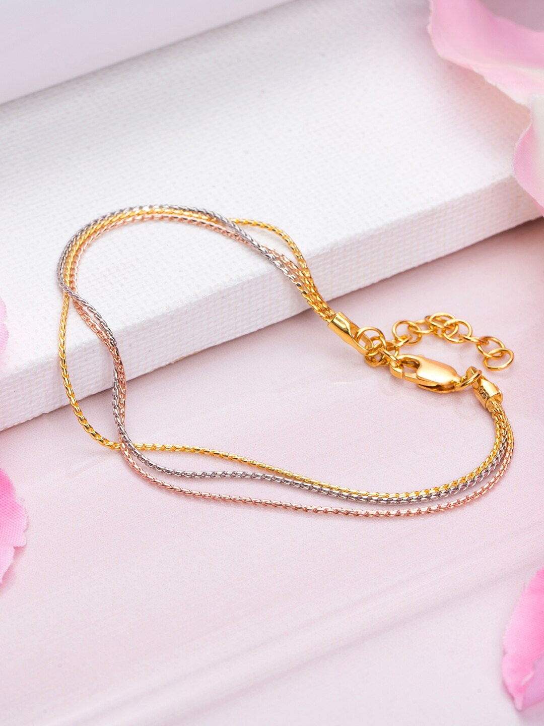 

Zavya 92.5 Sterling Silver Rhodium-Plated Multistrand Bracelet, Gold