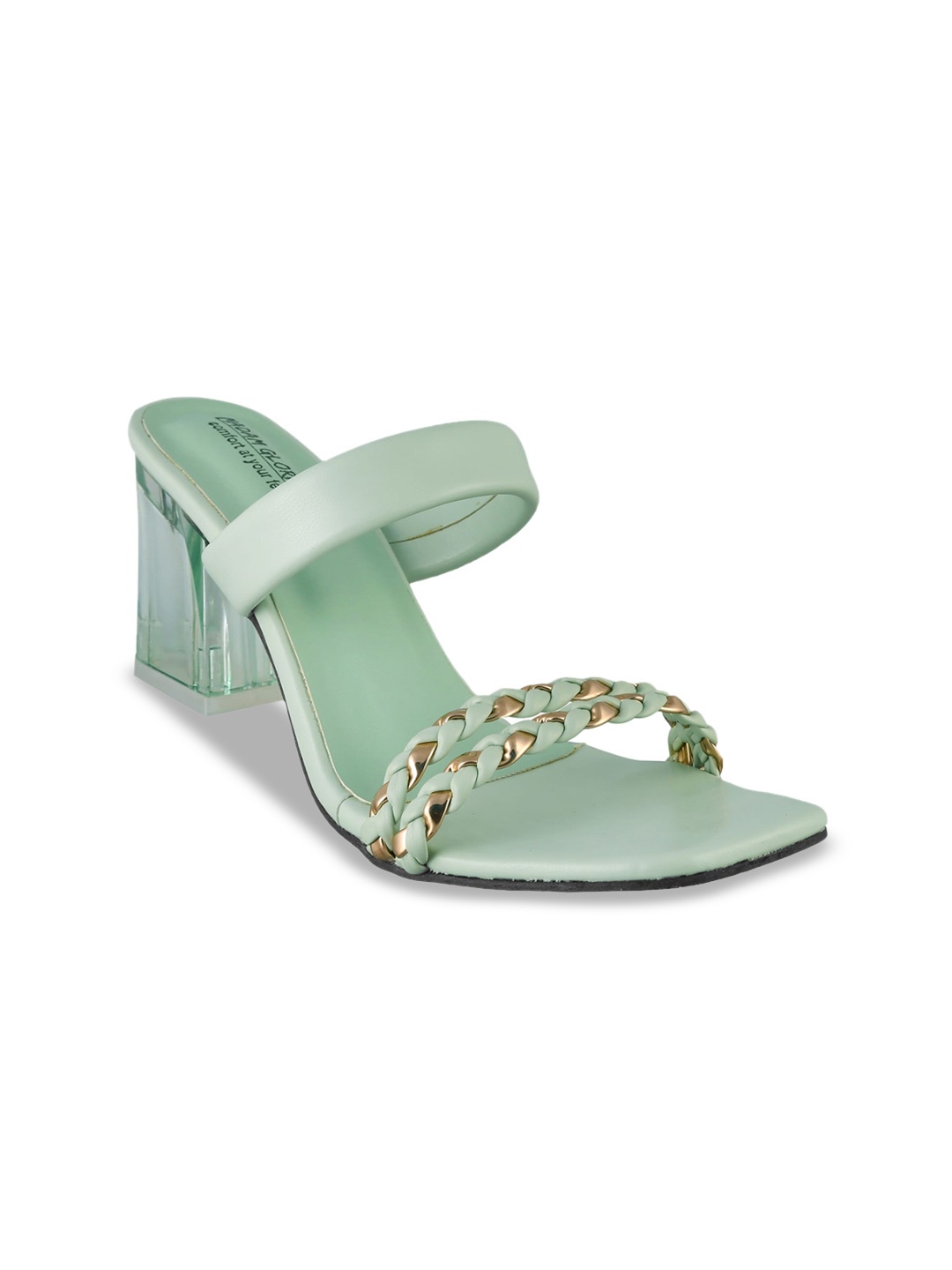 

madam glorious Embellished Strappy Block Heels, Green