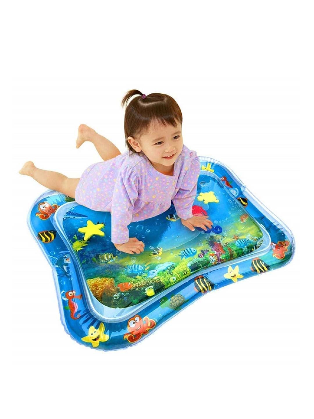 

OPINA Kids Inflatable Tummy Time Water Play Mat With Toys, Blue