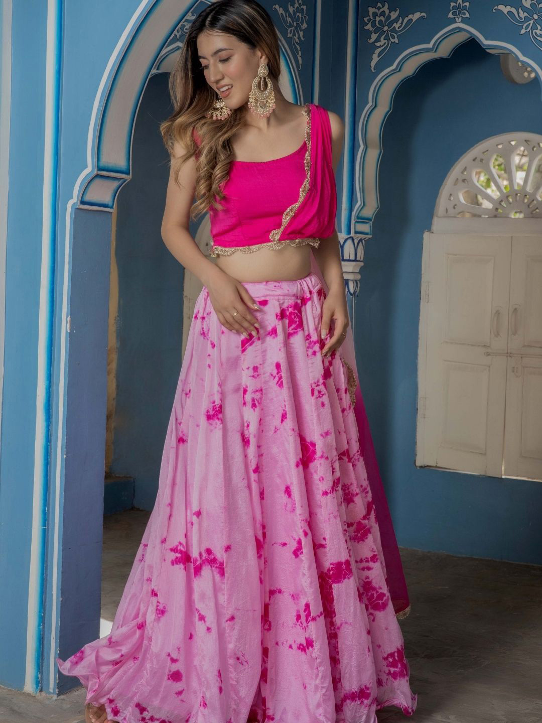 

HOUSE OF JAMOTI Ready to Wear Lehenga & Blouse With Dupatta, Pink