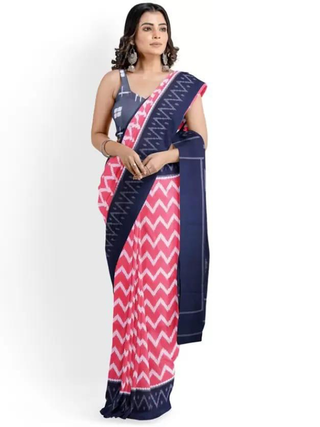 

TROPWEAR Geometric Printed Saree, Pink