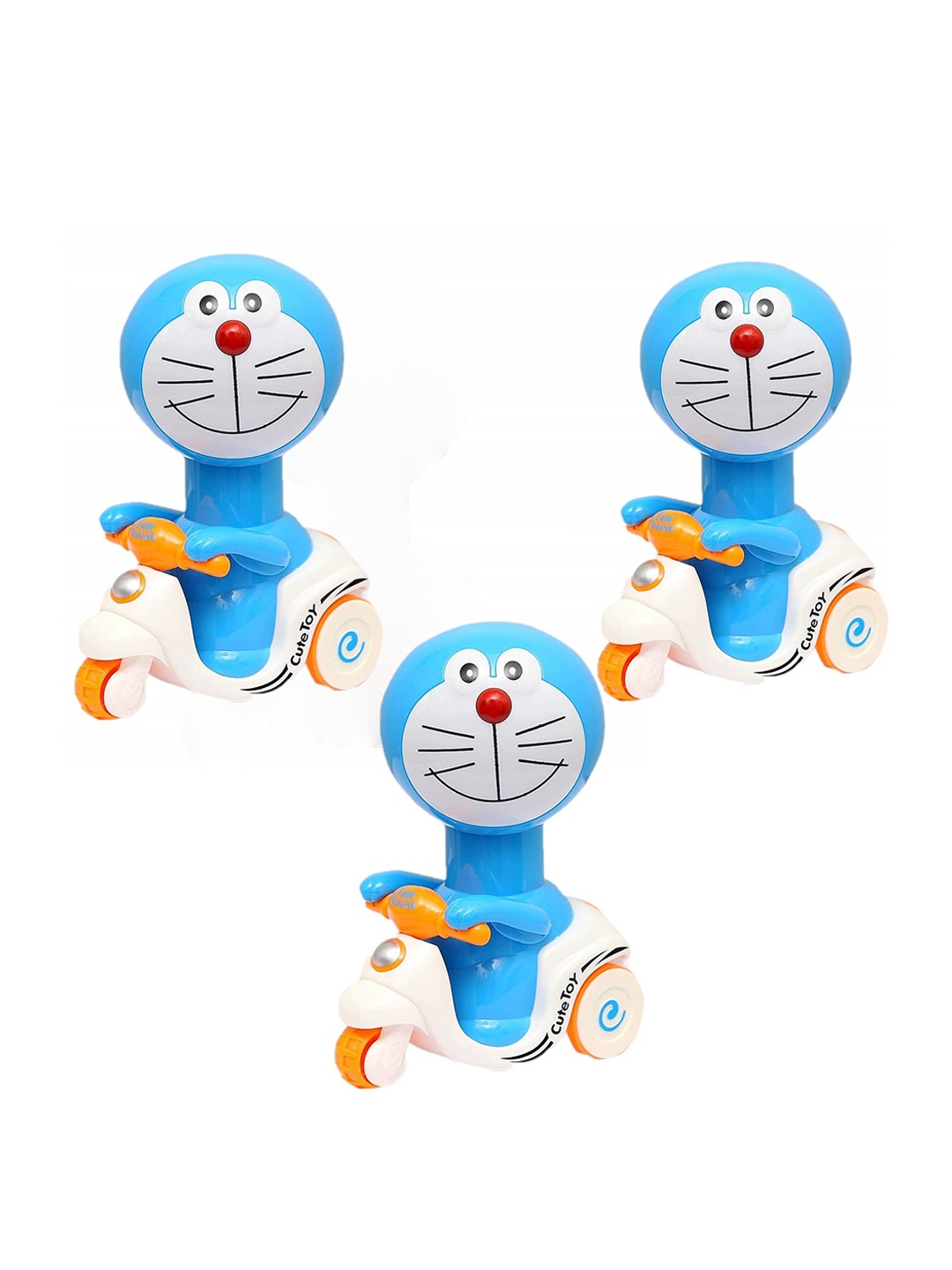 

ADKD Kids 3-Pcs Press To Go Inertial Cute Doraemon Scooter Toy, Blue