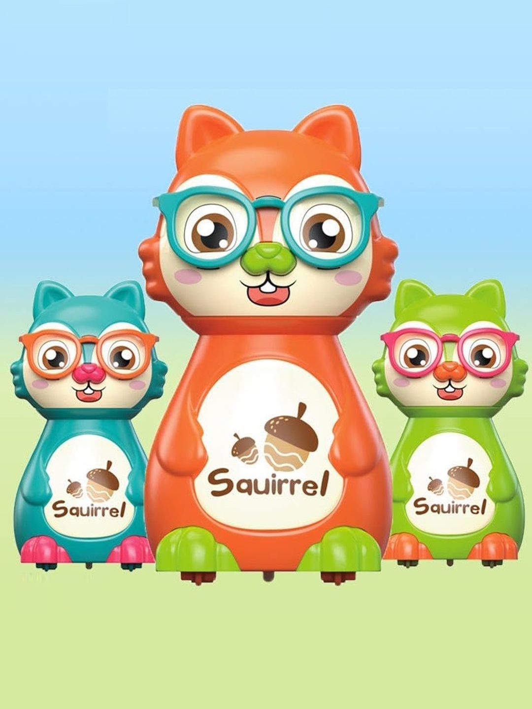 

ADKD Kids Pack Of 3 Cute Squirrel Toys, Orange