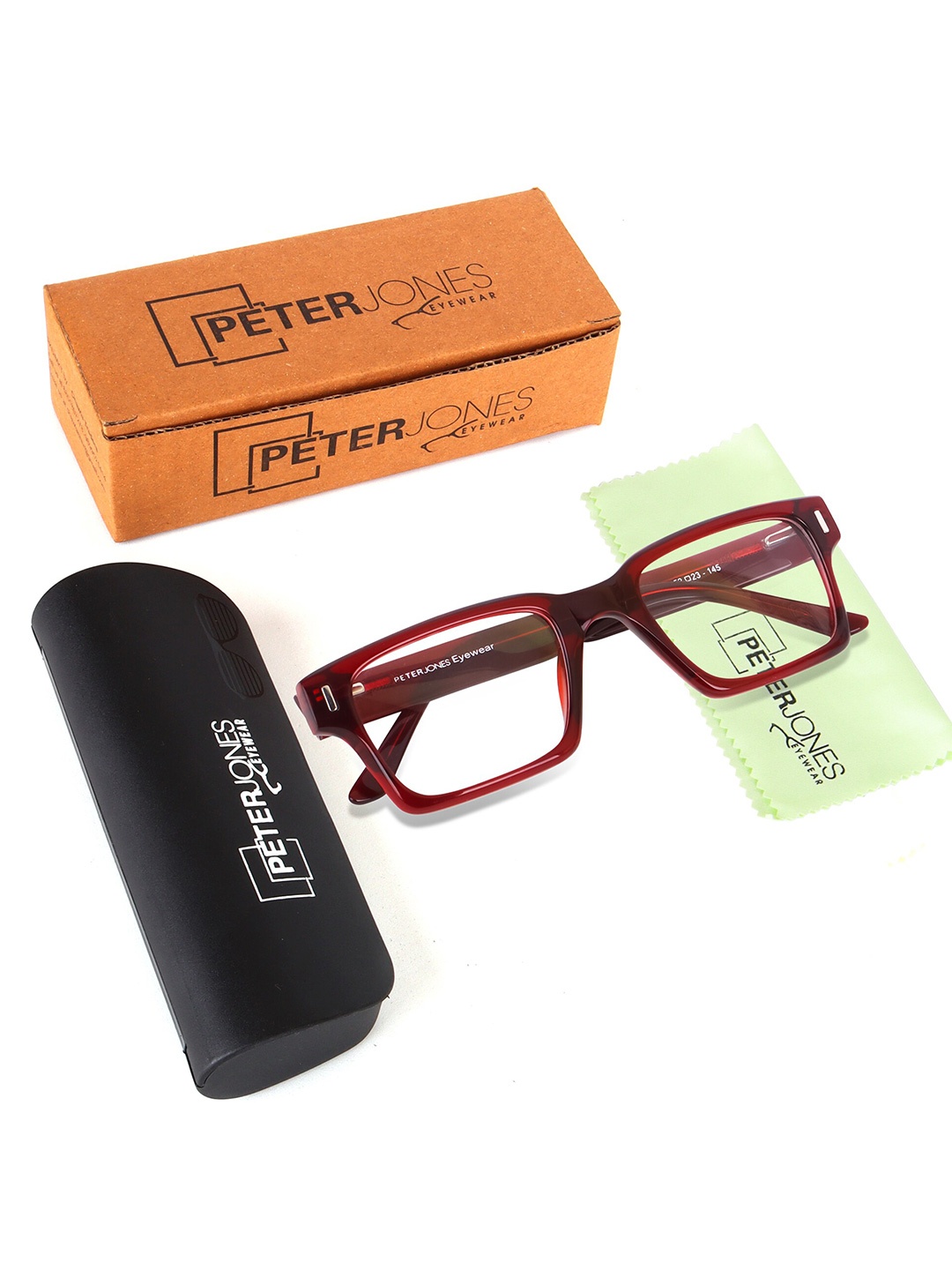 

Peter Jones Eyewear Unisex Full Rim Square Frames, Red