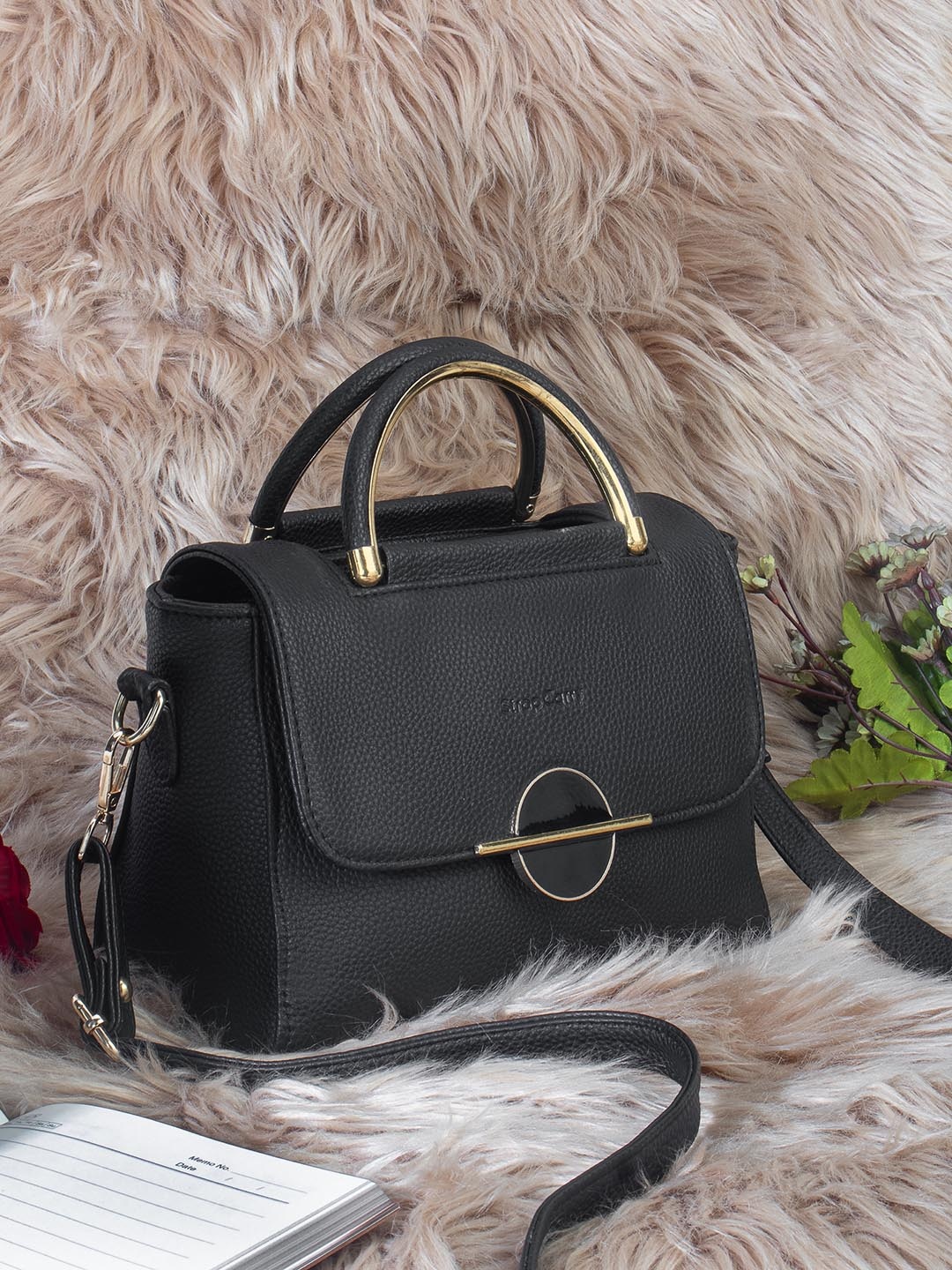 

Stropcarry Textured Structured Satchel, Black