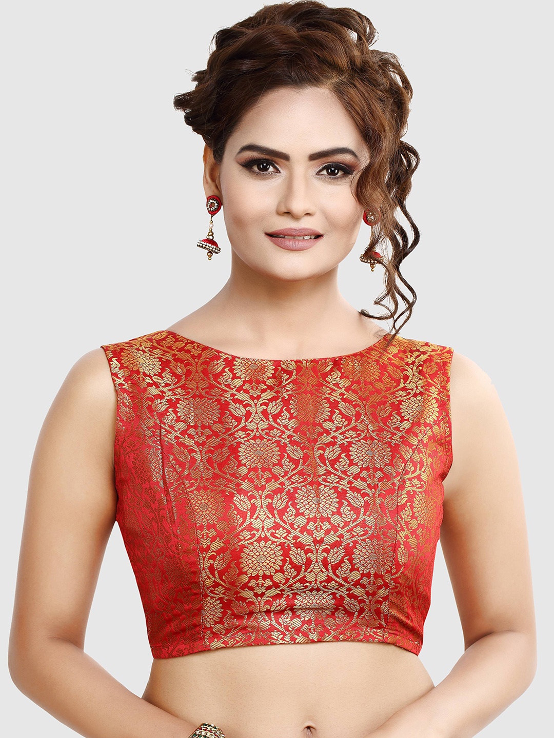 

Madhu Fashion Woven Design Banaras Brocade Saree Blouse, Red