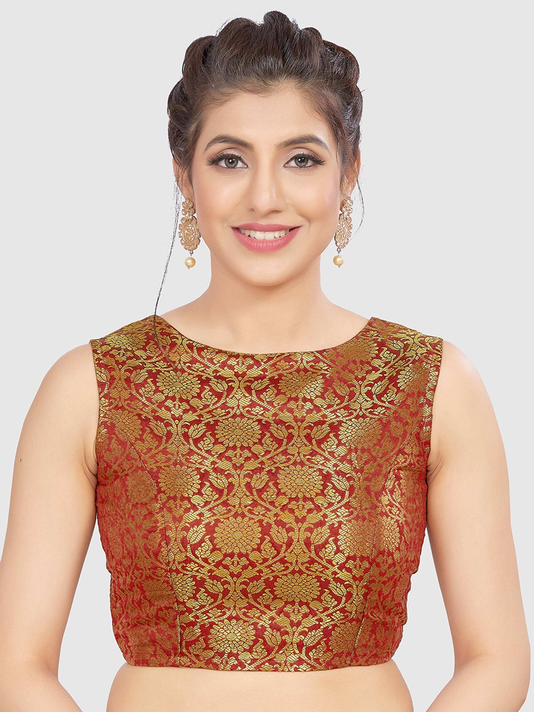 

Madhu Fashion Woven Design Banaras Brocade Saree Blouse, Maroon