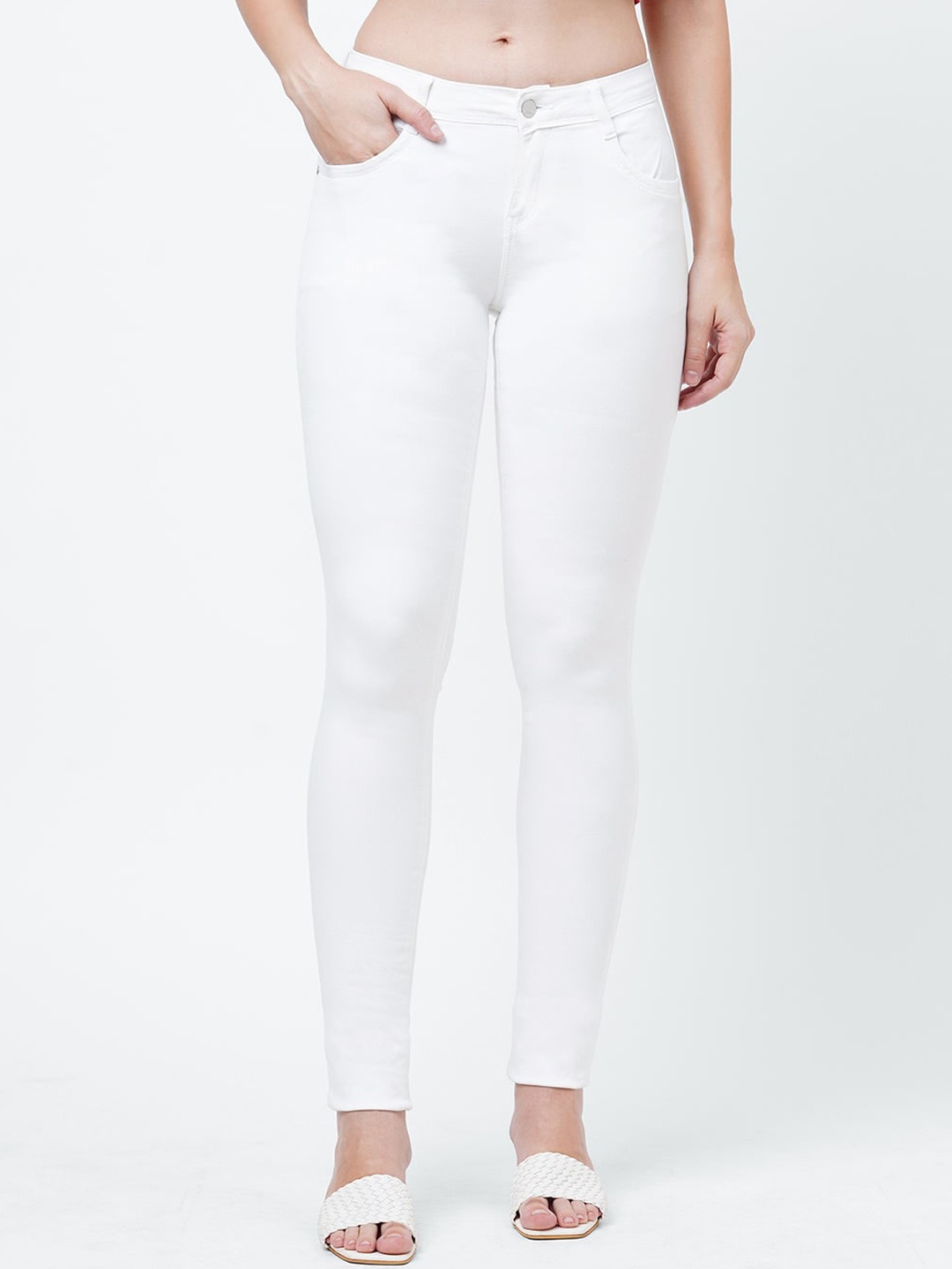 

Kraus Jeans Women Skinny Fit Clean Look Jeans, White