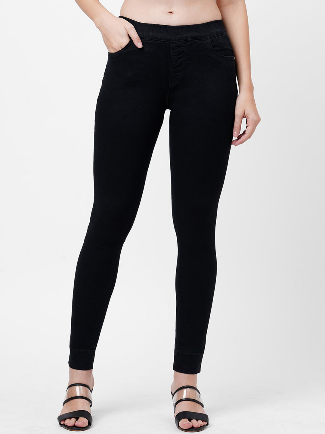 

Kraus Jeans Women Skinny Fit Clean Look Jeans, Black