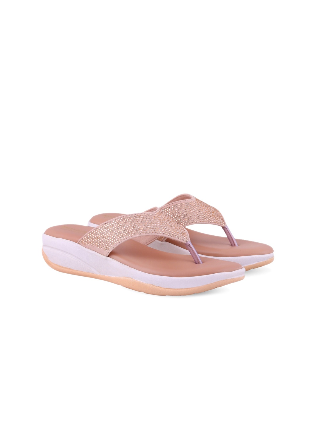 

madam glorious Embellished Open Toe Comfort Sandals, Peach