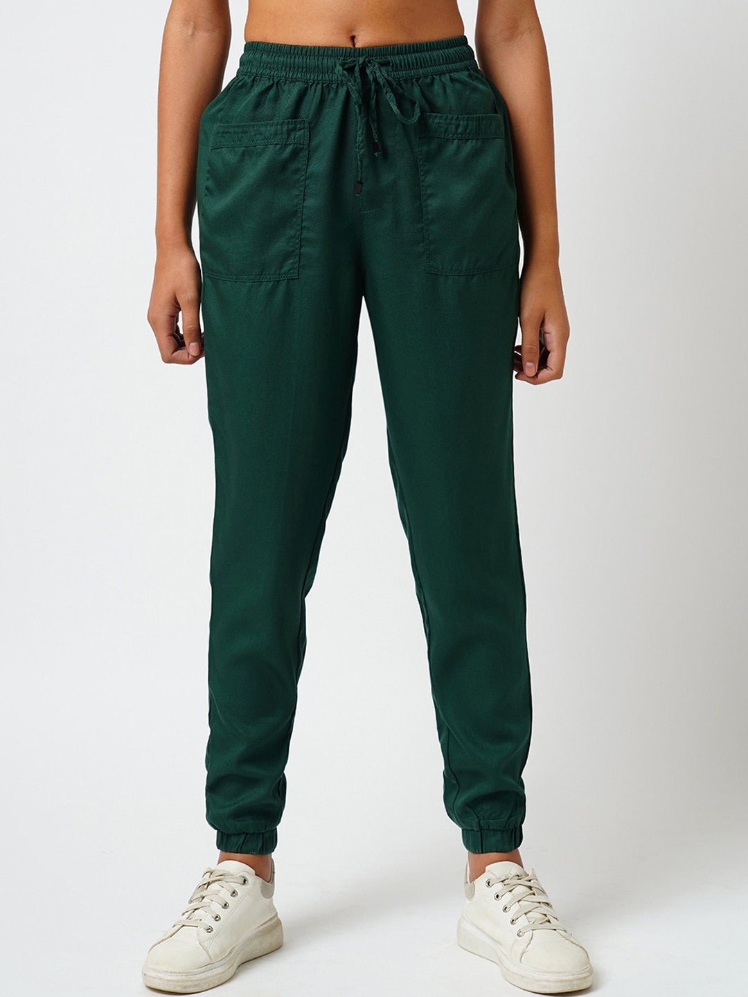 

Kraus Jeans Women Loose Fit High-Rise Joggers Trousers, Green