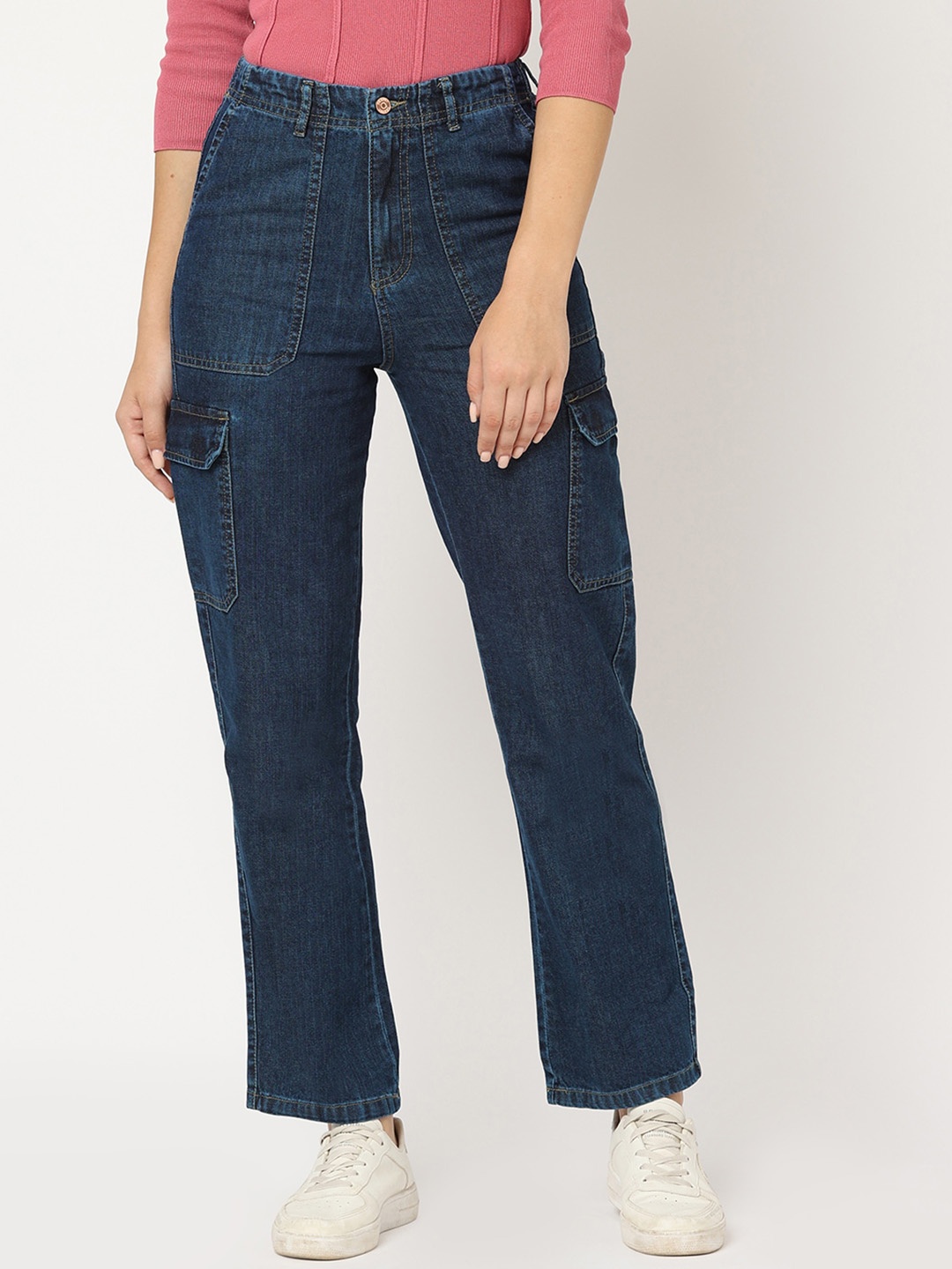 

Kraus Jeans Women Loose Fit Cotton Trousers, Blue