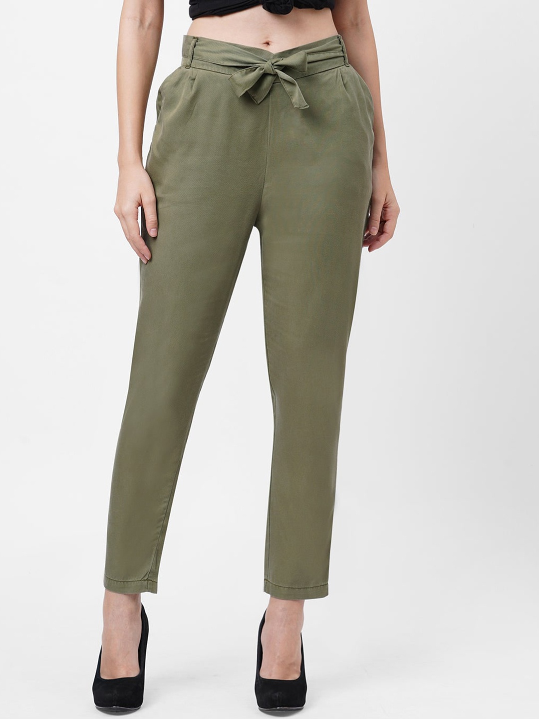 

Kraus Jeans Women Skinny Fit High-Rise Peg Trousers, Green