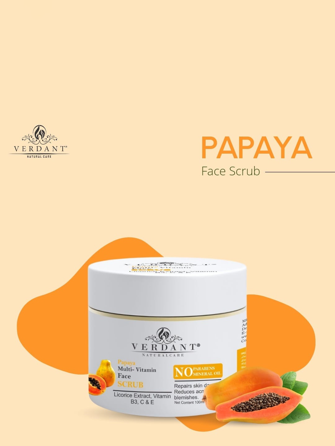 

Verdant Natural Care Papaya Multi-Vitamin Face Scrub - 100ml, Na