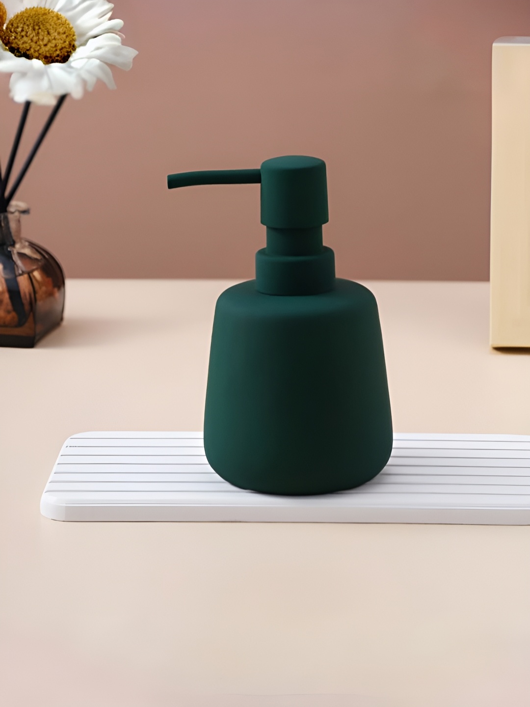 

USHA SHRIRAM Green Ceramic Matte Soap Dispenser 260 ml