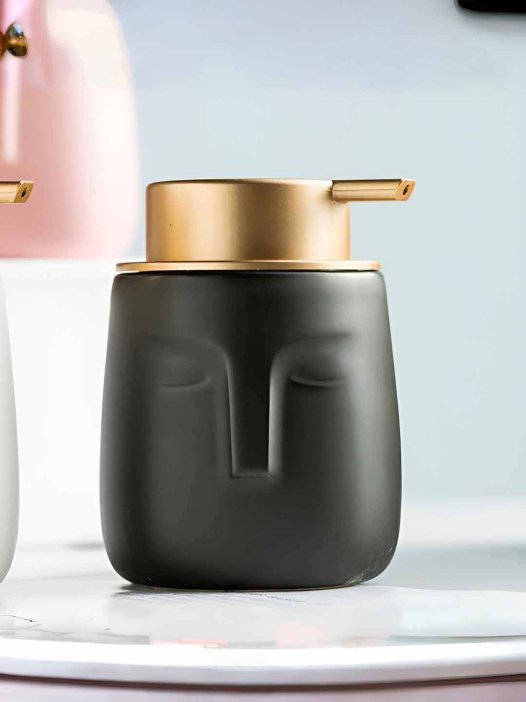 

USHA SHRIRAM Black Textured Ceramic Matte Soap Dispenser 350 ml