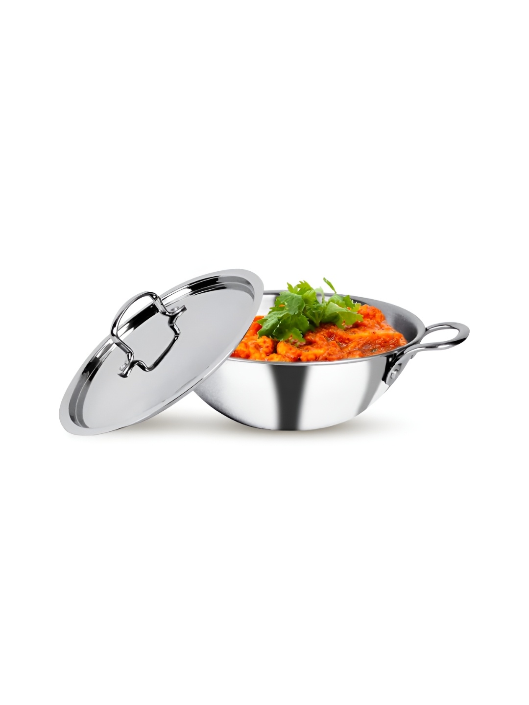 

USHA SHRIRAM Silver-Toned Stainless Steel Induction Base Kadhai