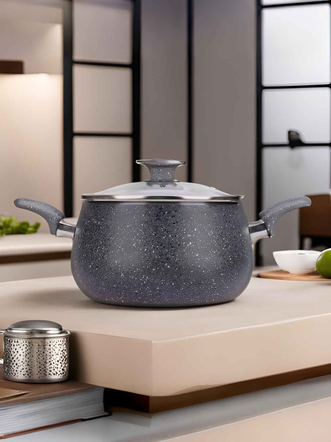 

USHA SHRIRAM Black Non Stick Handi with Lid