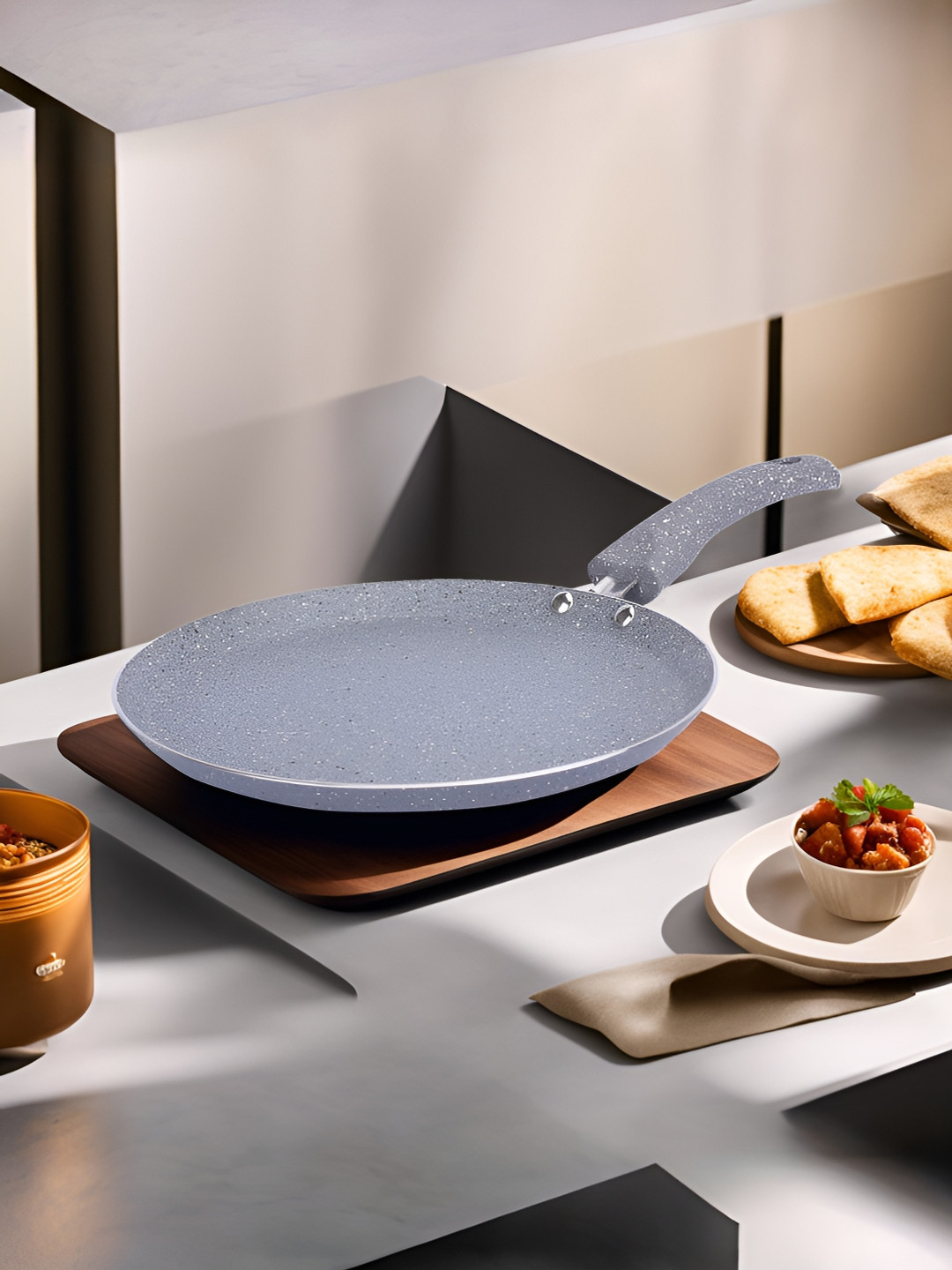 

USHA SHRIRAM Grey Aluminum Non Stick Dishwasher Safe Tava