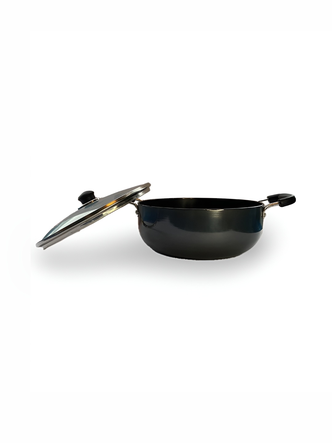 

USHA SHRIRAM Black Induction Base Non Stick Aluminium Kadai With Lid