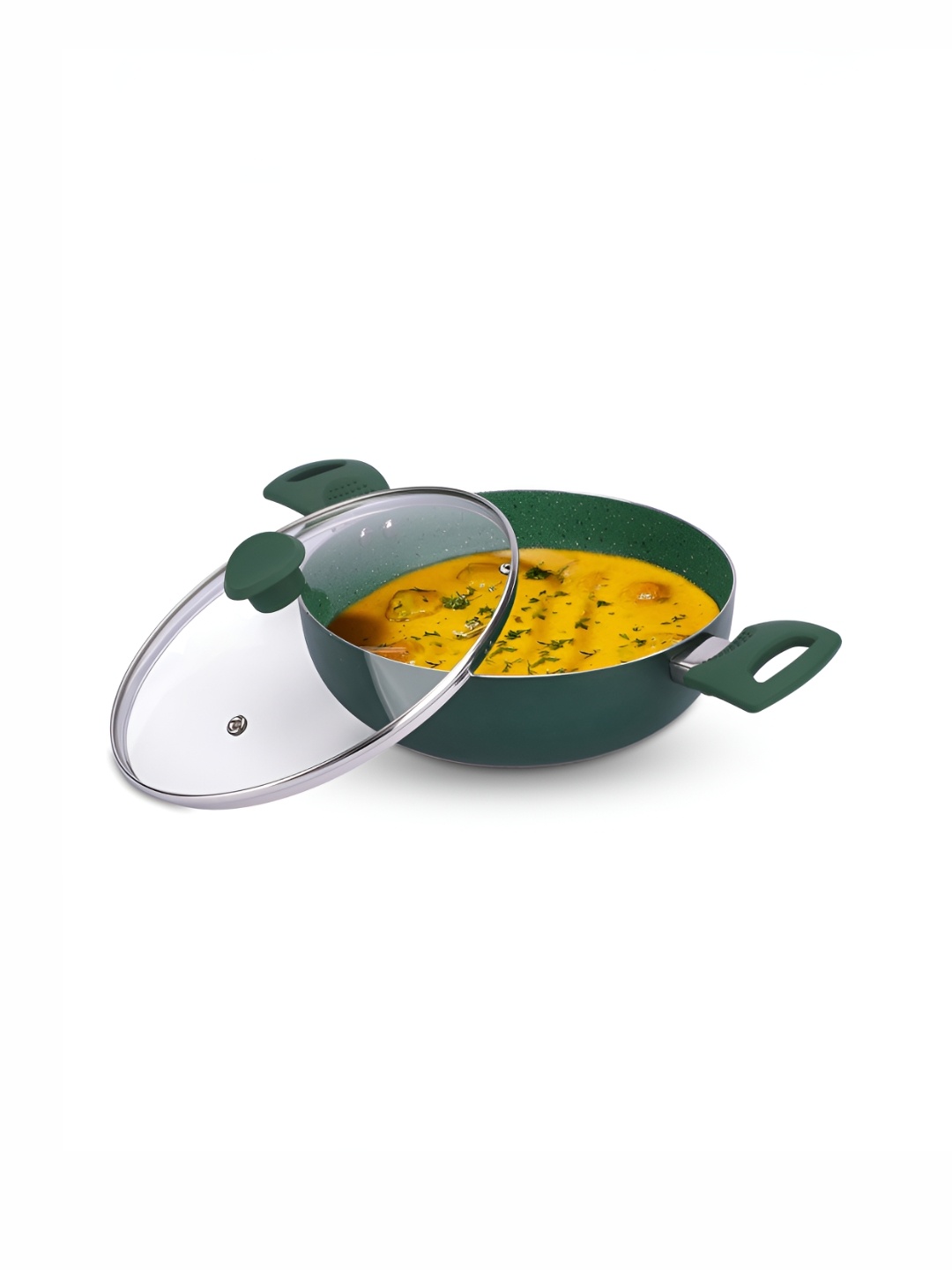 

USHA SHRIRAM Green Dishwasher Safe Aluminium Kadai with Lid 3.6 ltr