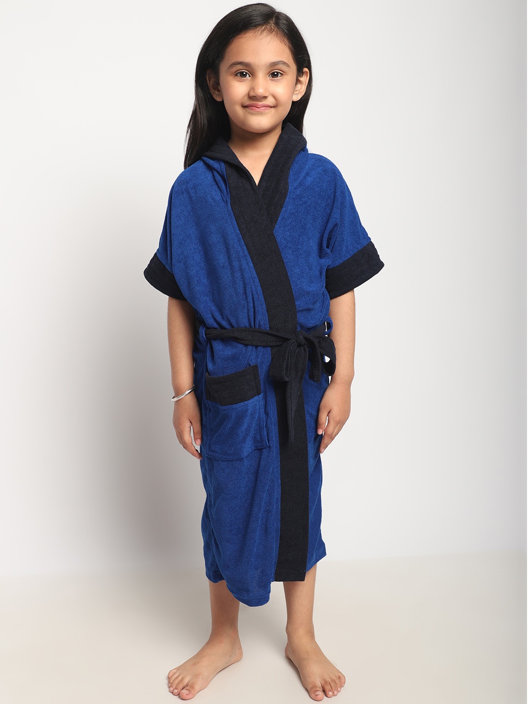 

ELEVANTO Kids shawl collar Bath Robe, Blue