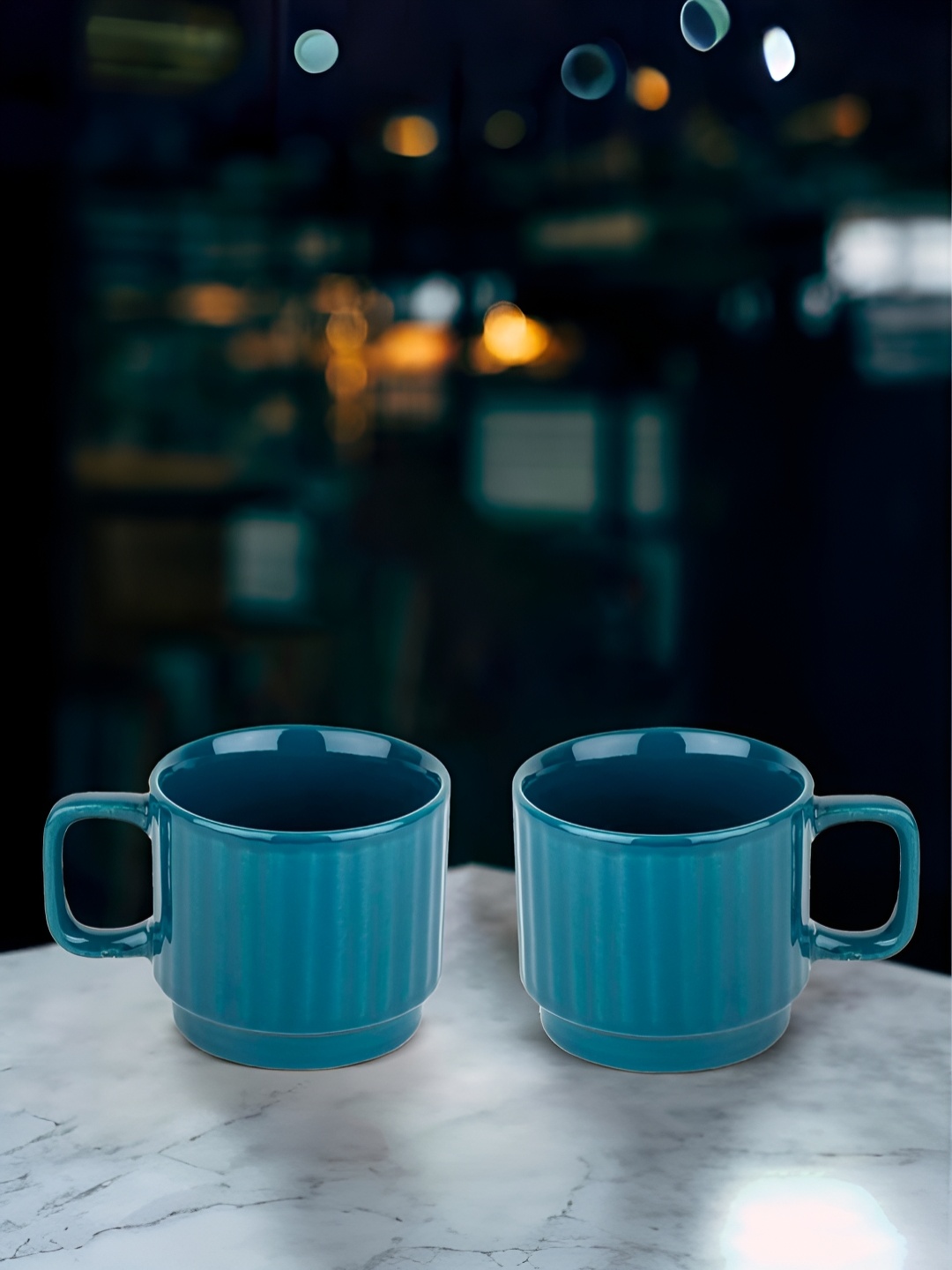 

USHA SHRIRAM Blue 2 Pieces Textured Scratch Resistant & Stain Proof Ceramic Cup