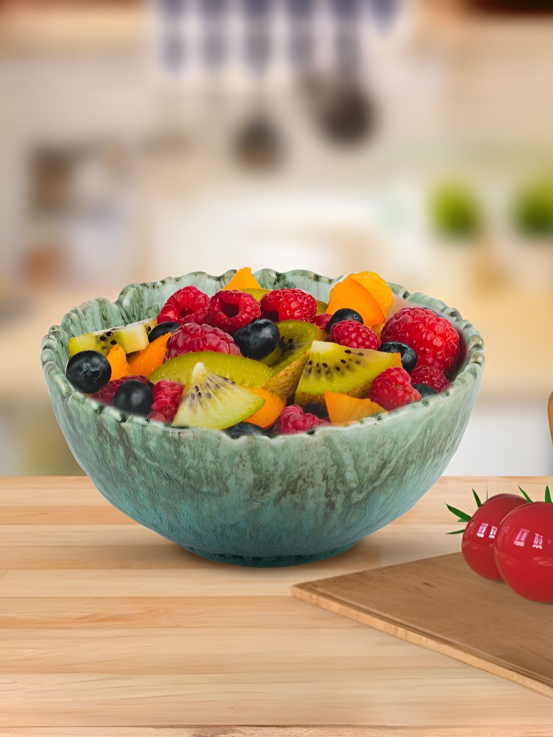 

USHA SHRIRAM Blue Printed Ceramic Matte Snack & Serving Bowl