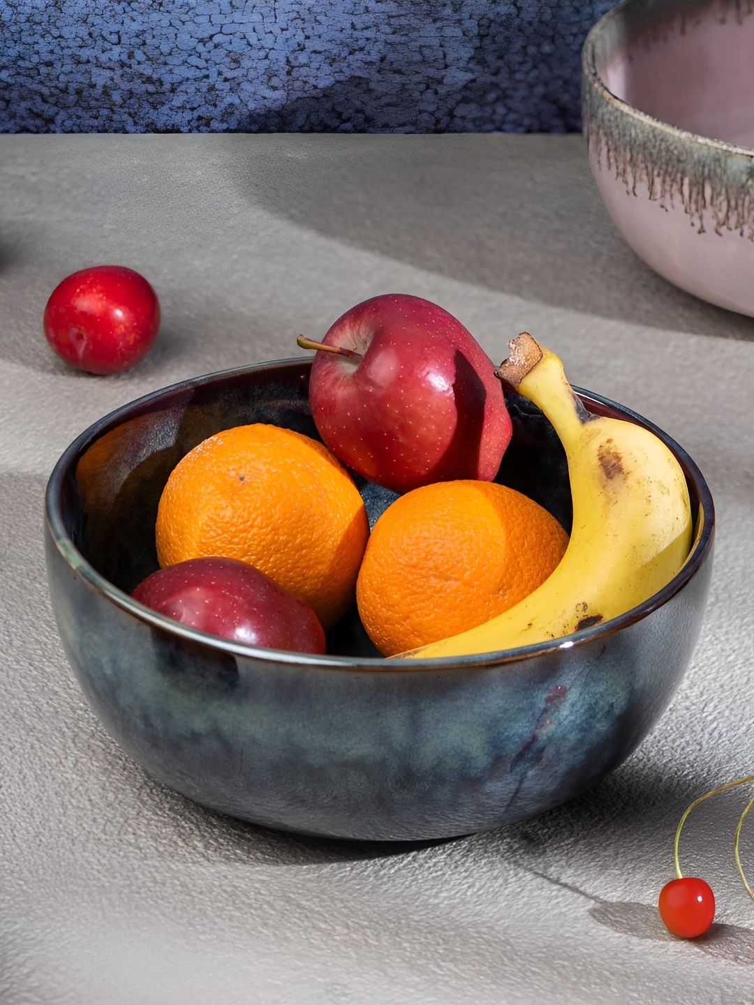 

USHA SHRIRAM Blue & Grey Glossy Ceramic Bowls