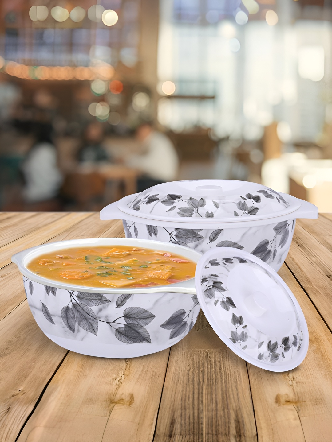 

USHA SHRIRAM Grey & White 2 Pieces Melamine Bowls