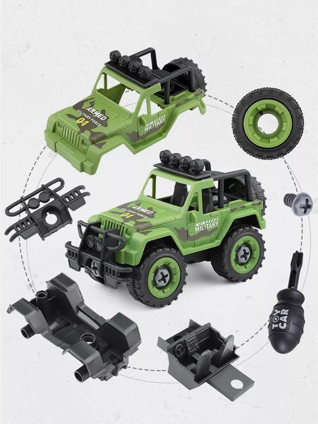 

ADKD Kids Set of 4 Military Army Foldable Vehicles Toys, Green