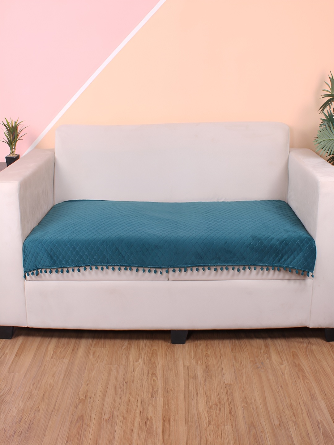 

STITCHNEST Green Self Design 3 Seater Sofa Cover
