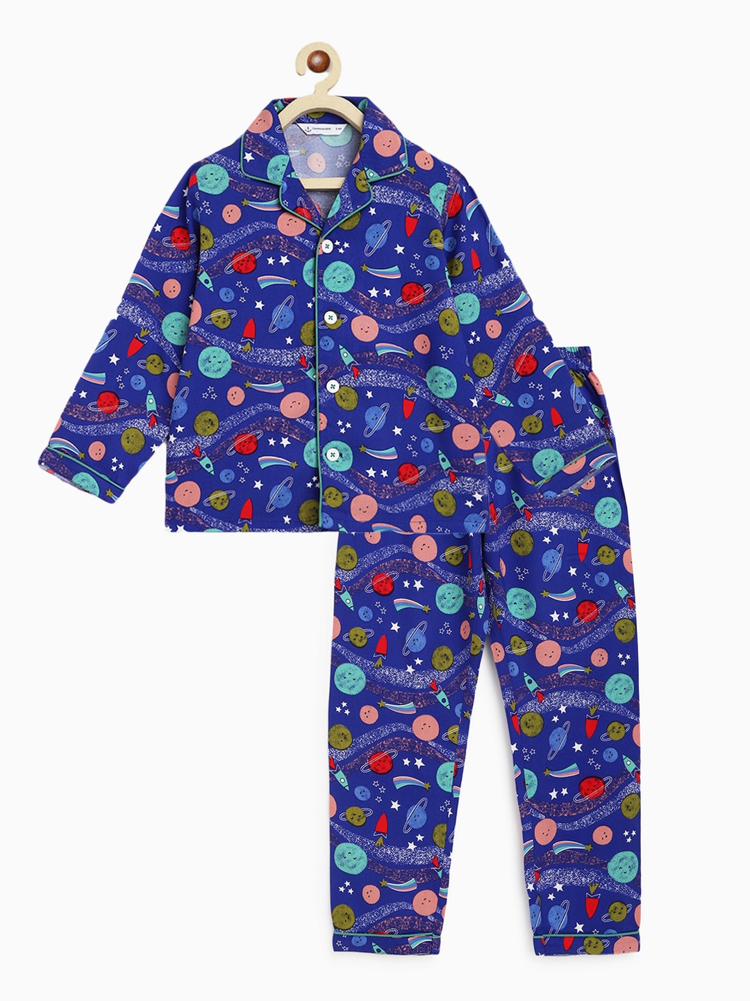 

Campana Boys Printed Pure Cotton Night Suit, Blue