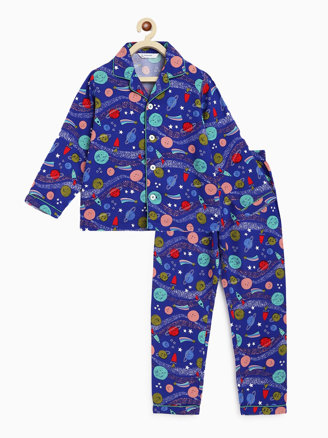 

Campana Boys Graphic Printed Pure Cotton Night Suit, Blue