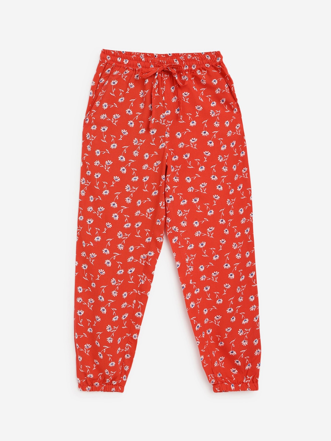 

Campana Girls Printed Regular Fit Mid-Rise Joggers Trousers, Red