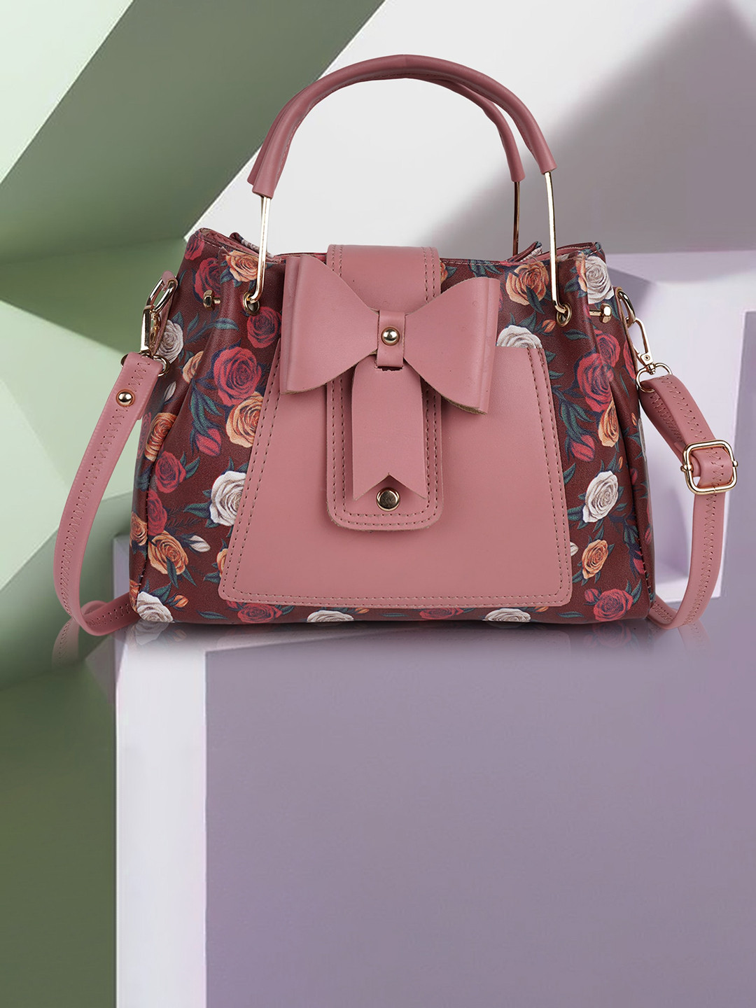 

SHINING STAR Structured Satchel Handbag, Pink