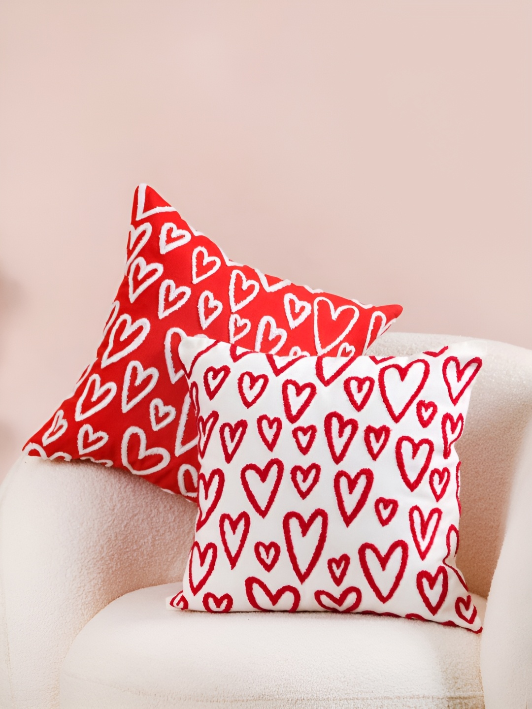 

Nestasia Red & White 2 Pieces Embellished Square Cushion Covers