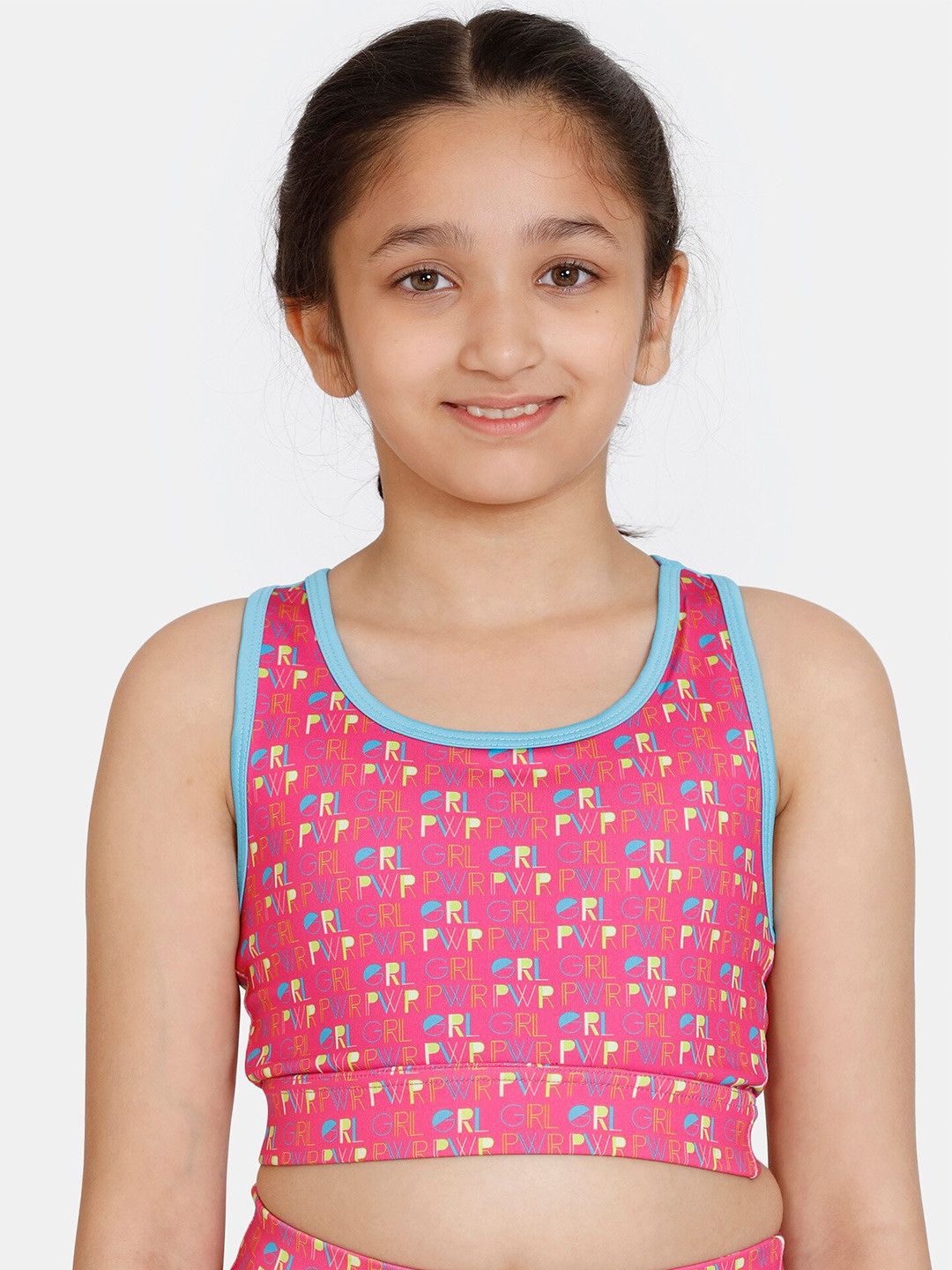 

Zelocity by Zivame Girls Printed Full Coverage Sports Bra With All Day Comfort, Pink