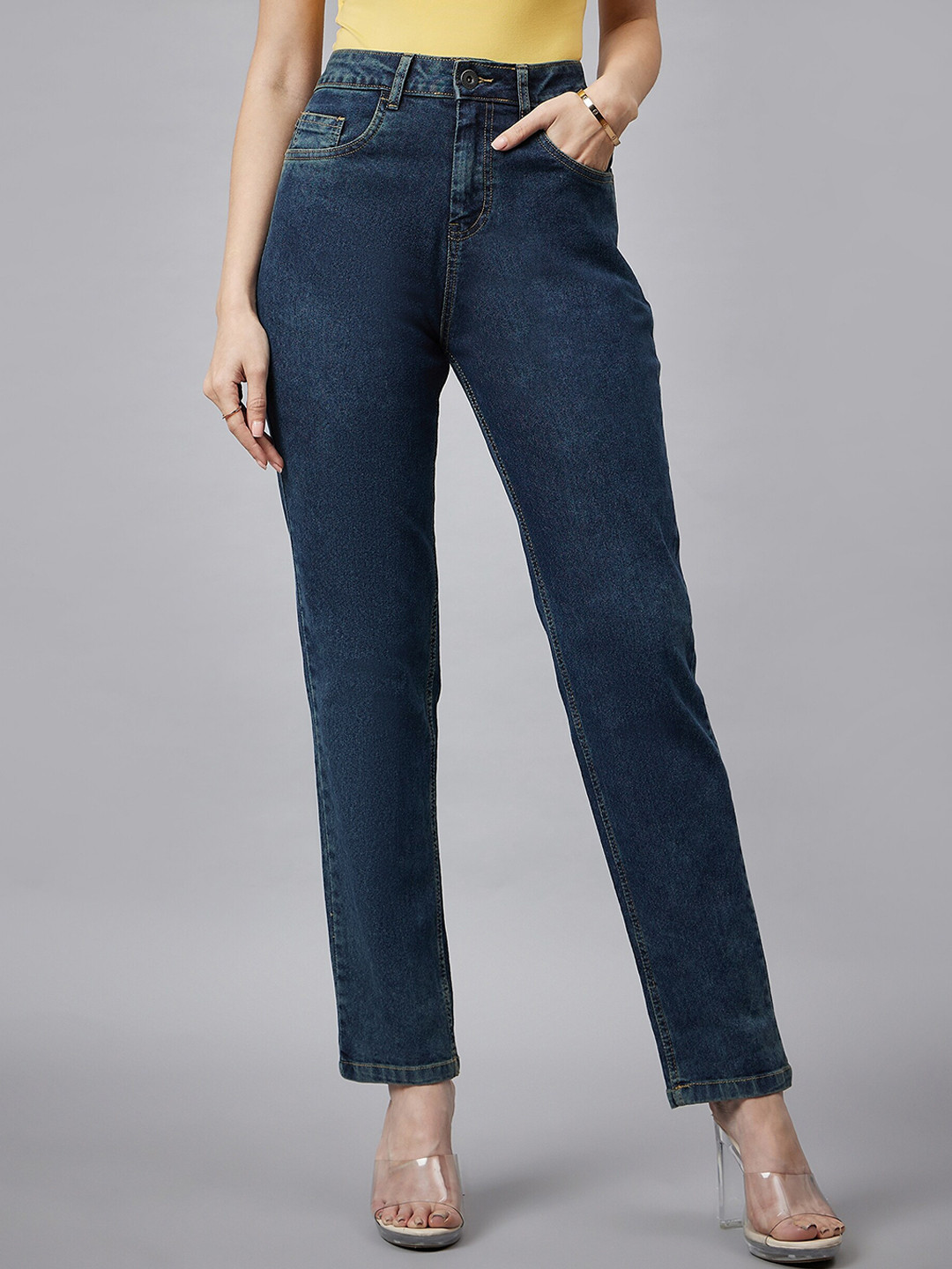 

Chemistry Women Comfort Relaxed Fit High-Rise Stretchable Jeans, Blue