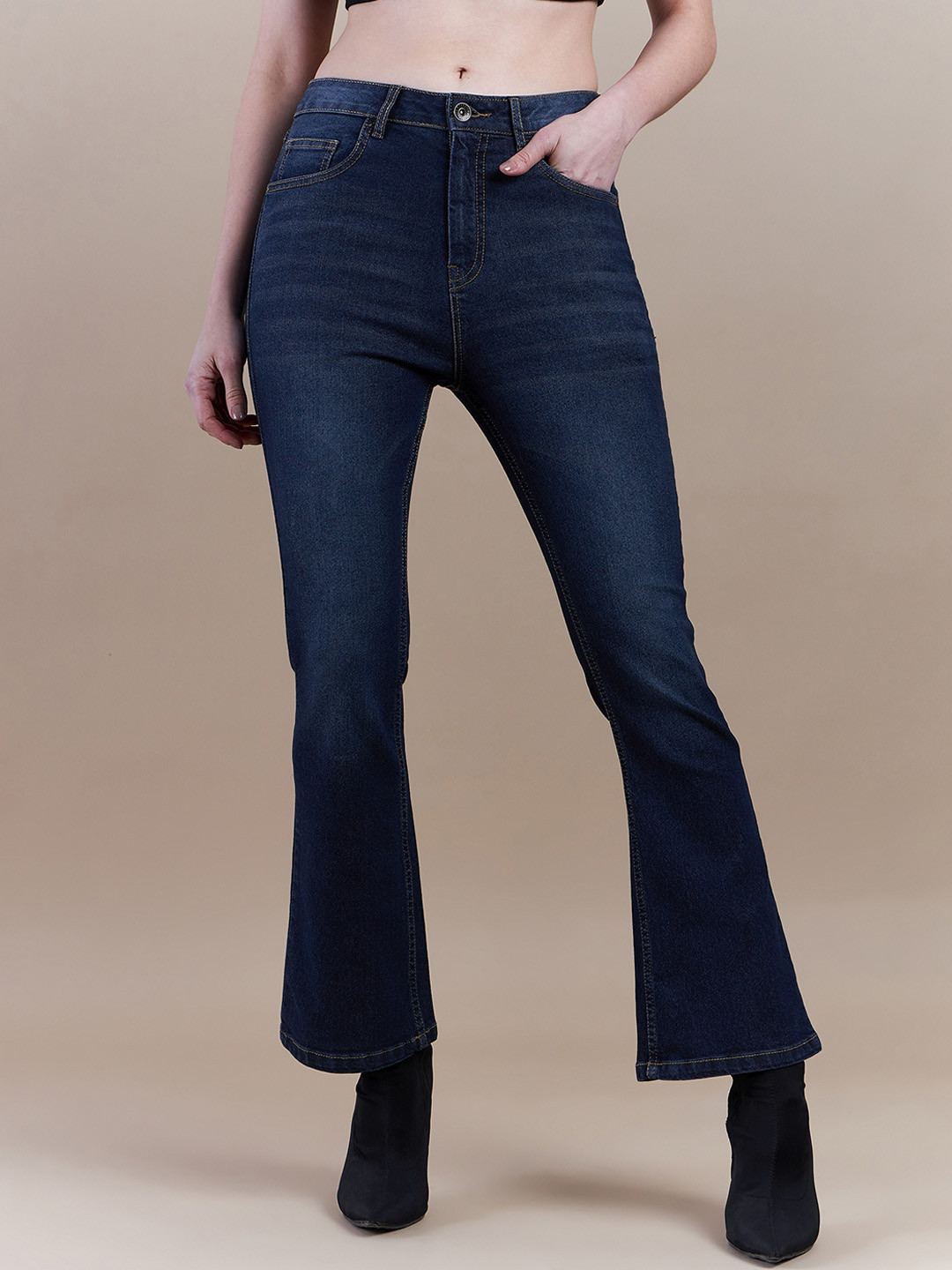 

The Roadster Lifestyle Co Women Blue Comfort Bootcut Clean Look Stretchable Jeans